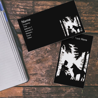 Black Silhouette Red Riding Hood Wolf Woods Business Card