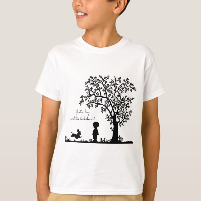 Black Silhouette Running Dachshund Shirt (Front)