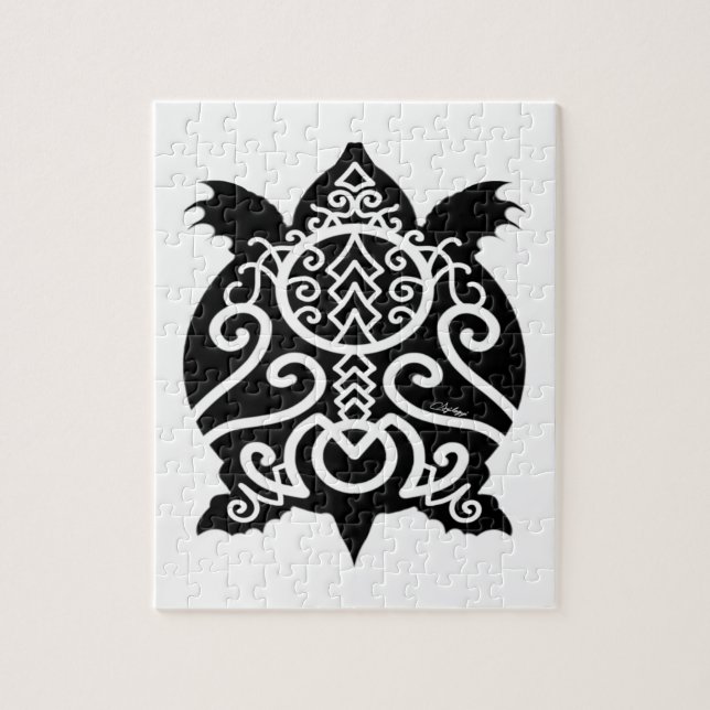 Black Silhouette Snapper Turtle Jigsaw Puzzle (Vertical)