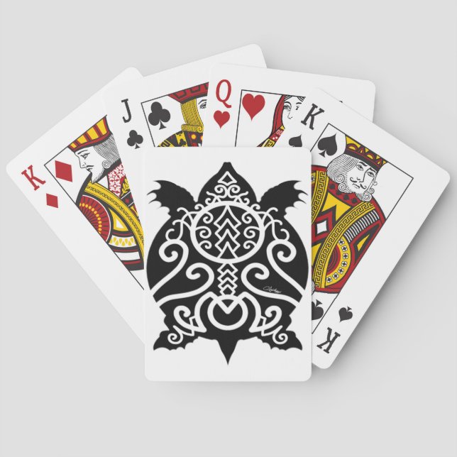 Black Silhouette Snapper Turtle Playing Cards (Back)
