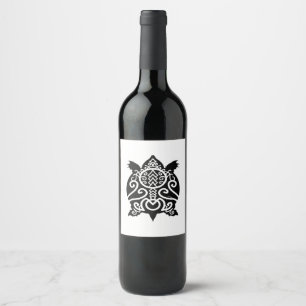 Black Silhouette Snapper Turtle Wine Label