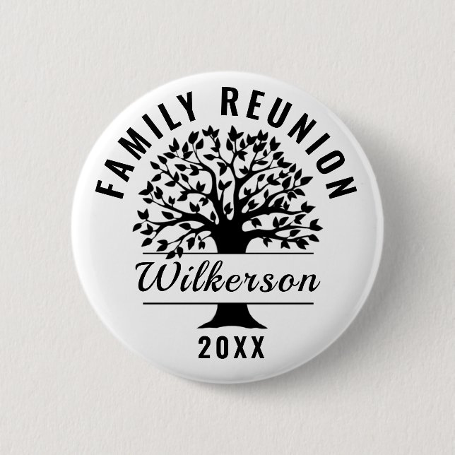 Black Silhouette Tree Family Reunion Souvenir Gift 6 Cm Round Badge (Front)