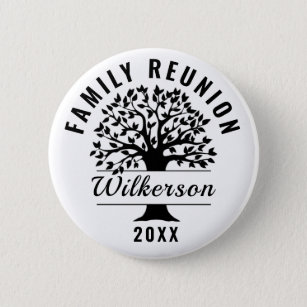 Black Silhouette Tree Family Reunion Souvenir Gift 6 Cm Round Badge