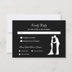 Black Silhouette Wedding RSVP Card