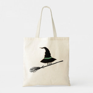 Black Silhouette Witch & Pumpkin Treats  Tote Bag