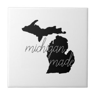 Black Silhouette With Michigan Made Typography Tile