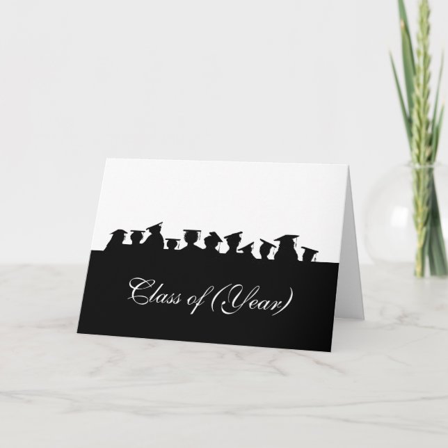 Black Silhouettes of Graduates  Customise Year Card (Front)