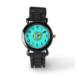 Black Silicone Colour with Earth Mark Design Watch