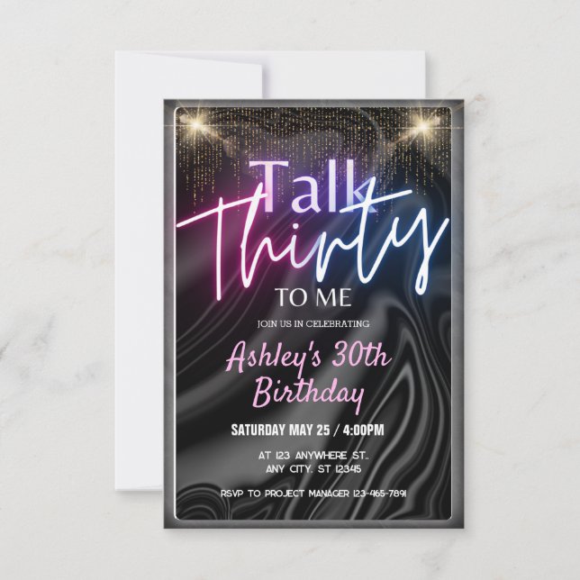 Black Silk Talk 30th To Me Birthday Party  Invitation (Front)