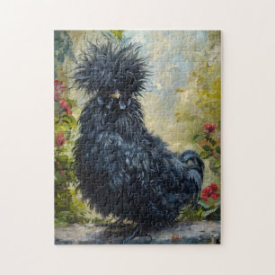 Black Silkie Chicken Painting Jigsaw Puzzle