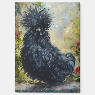 Black Silkie Chicken Painting Magnet