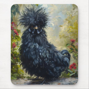 Black Silkie Chicken Painting Mouse Mat