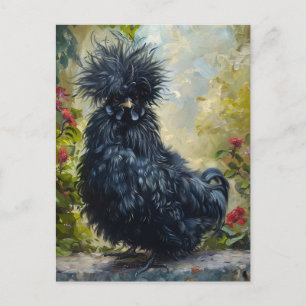 Black Silkie Chicken Painting Postcard