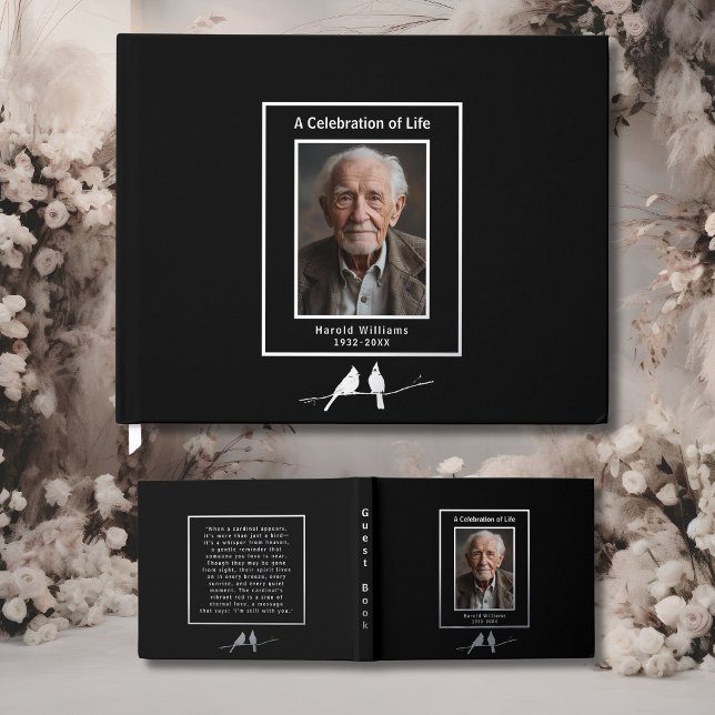 Black Silve Cardinals Real Foil Funeral GuestBook  (Creator Uploaded)