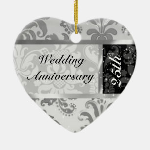 Black & Silver 25th Wedding Anniversary Ornament