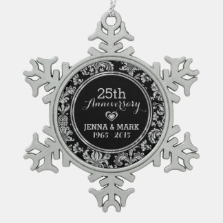 Black & Silver 25th Wedding Anniversary Ornament 5