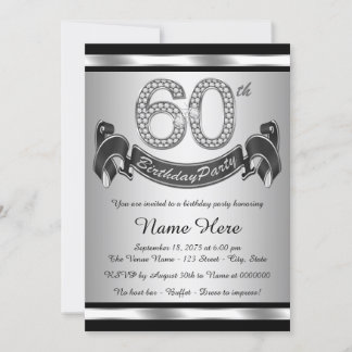 Black Silver 50th Birthday Party Invitation
