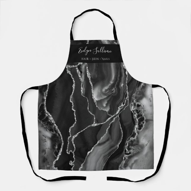 black silver agate beauty professional apron (Front)