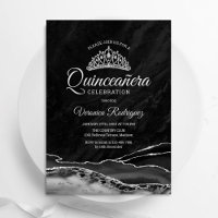 Black Silver Agate Marble Quinceanera
