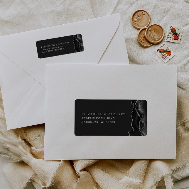 Black Silver Agate Wedding Return Address (Creator Uploaded)