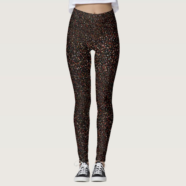 Black Silver and Gold Women's Sparkle Leggings (Front)