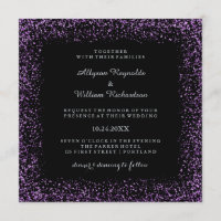 Black Silver and Purple Confetti Dark Glam Wedding
