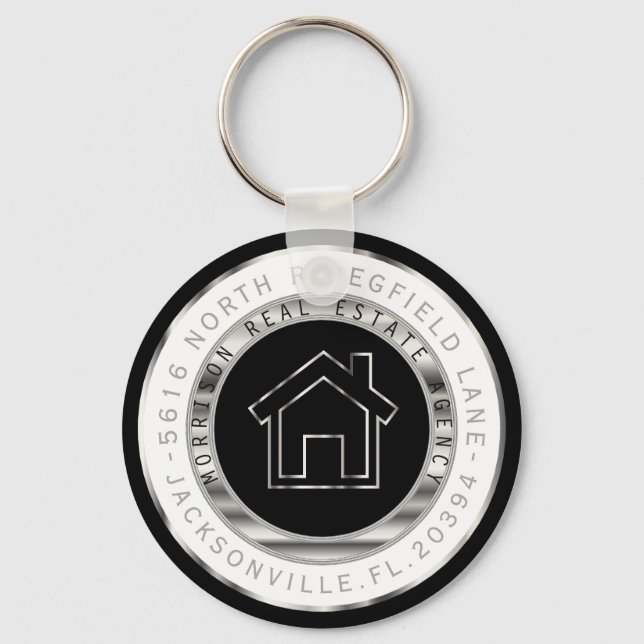 Black, Silver and White Home - Realtor Key Ring (Front)