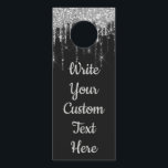 Black Silver Anniversary Party Birthday Glitter Door Hanger<br><div class="desc">engagement party ceremony reception drip, baby shower bridal shower champagne, anniversary party celebration glitz glam, custom birthday party door hanger, personalised black and silver hanger, sparkly glitter hotel door hangers, rustic decorations shimmery day of, anniversary vow renewal getting ready, christmas valentine airbnb bnb door sign, sparkle wedding day announcement sign...</div>