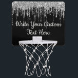 Black Silver Anniversary Party Birthday Glitter  Mini Basketball Hoop<br><div class="desc">custom birthday party mini hoop,  dorm room decor reception drip,  personalised black and silver mini-hoop,  sparkly glitter office cubicle gift,  sparkle new colleague welcome present,  gift for daughter glitz glam,  Christmas valentine birthday for her,  mini hoop basketball goal decorations,  pretty shimmery apartment coworker home,  housewarming party fun girl friend</div>
