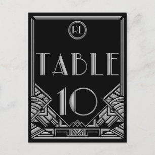 Black Silver Art Deco Gatsby Style Table Number 10 Postcard