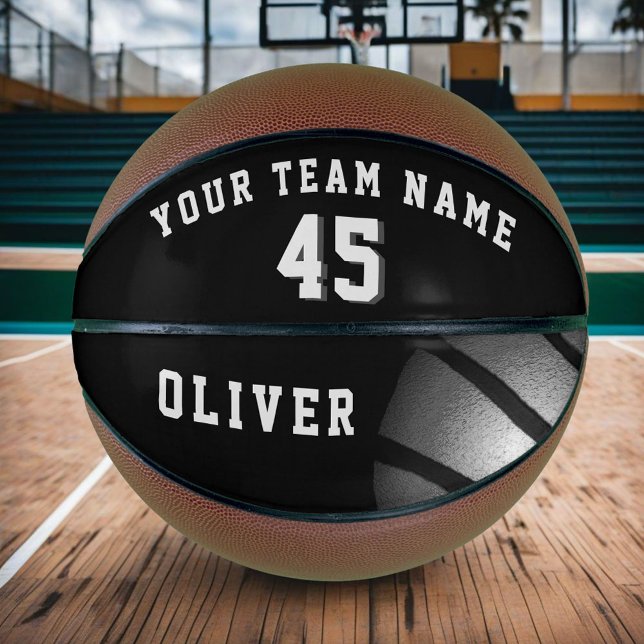 Black Silver Ball Player Team Name Number Basketball (Creator Uploaded)