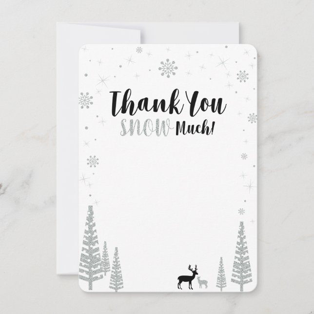 Black & Silver Boy Winter wonderland Thank you Card (Front)