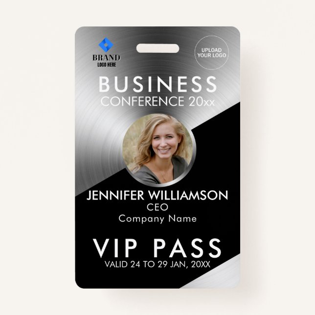 Black Silver Business Conference Exhibition Photo ID Badge (Front)