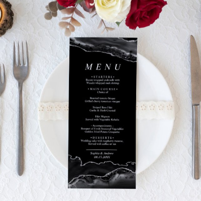 Black & Silver Calligraphy Wedding Menu (Creator Uploaded)