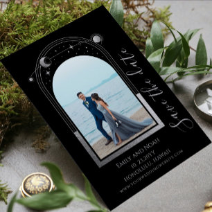 Black Silver Celestial Arch Photo Wedding Save The Date