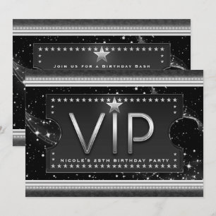 Black & Silver Chic Glam VIP Ticket Invitation