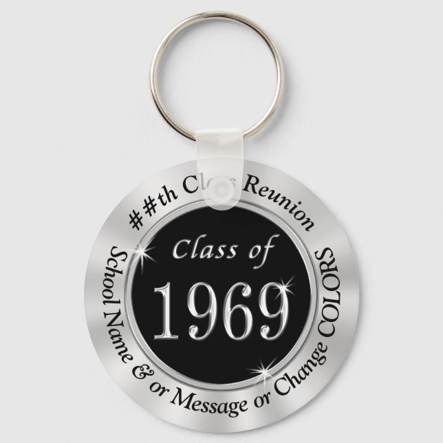 Black Silver Class of 1969 Keychain Party Favours (Front)