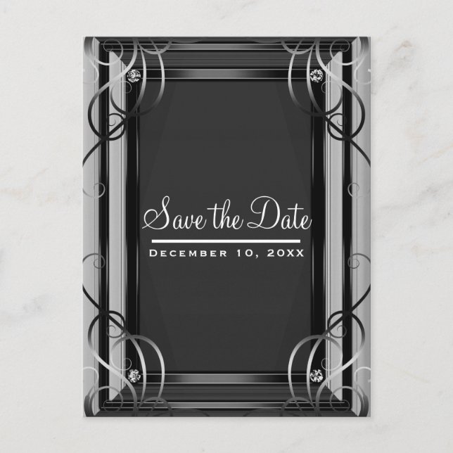 Black & Silver Company Corporate Save the Date Announcement Postcard (Front)