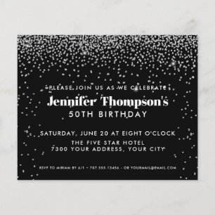 Black Silver Confetti Glitter 50th Birthday Photo