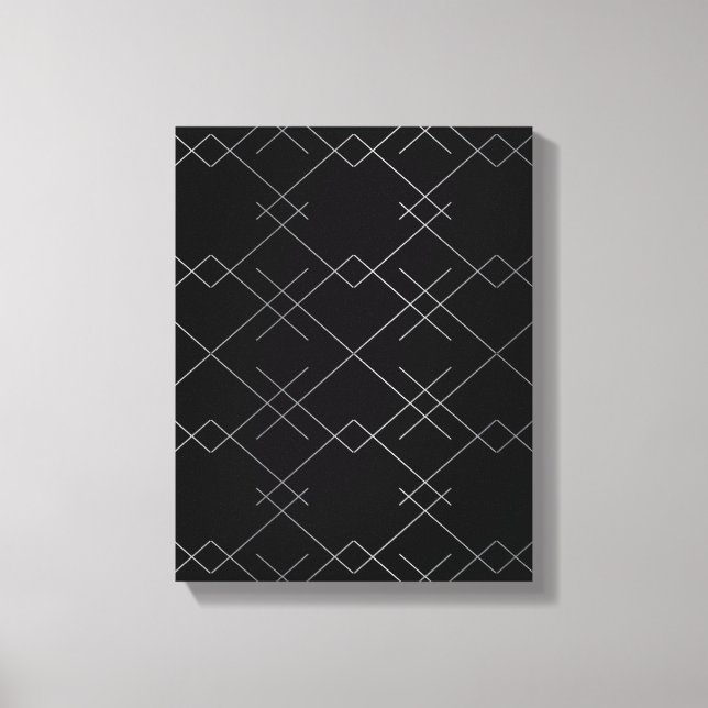 Black-silver, cool, elegant, simple modern pattern canvas print (Front)