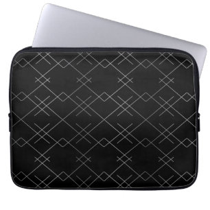 Black-silver, cool, elegant, simple modern pattern laptop sleeve