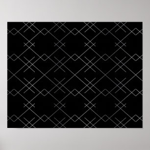 Black-silver, cool, elegant, simple modern pattern poster