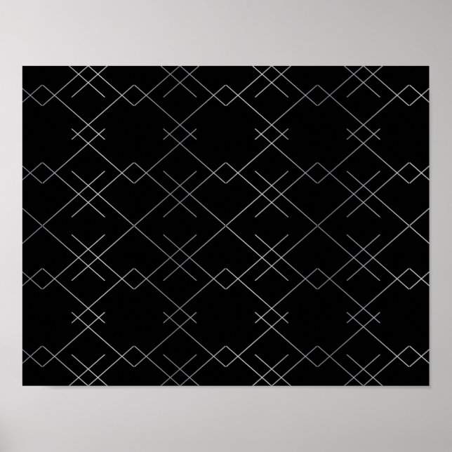 Black-silver, cool, elegant, simple modern pattern poster (Front)