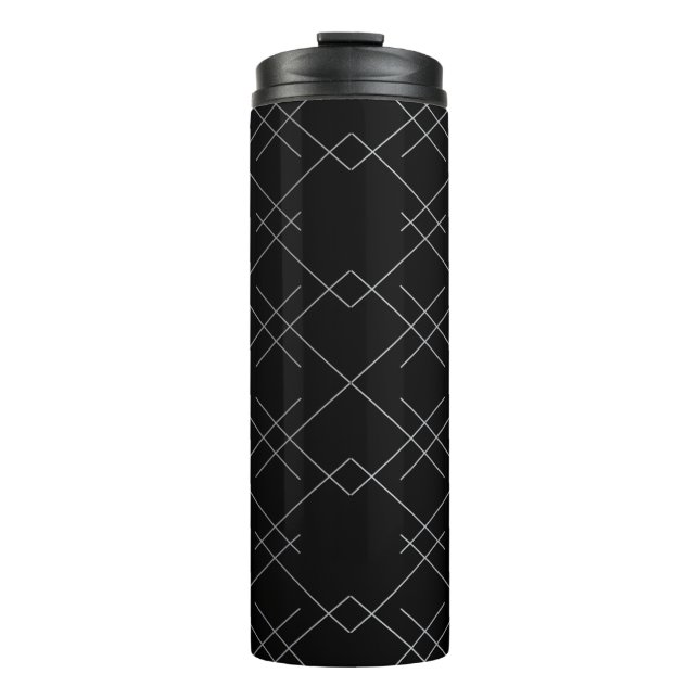 Black-silver, cool, elegant, simple modern pattern thermal tumbler (Front)