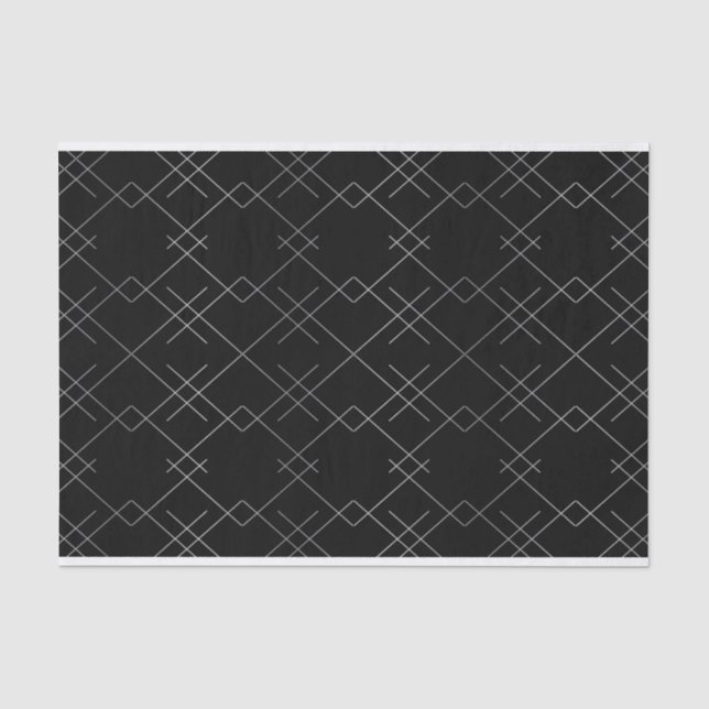 Black-silver, cool, elegant, simple modern pattern tissue paper (Front)