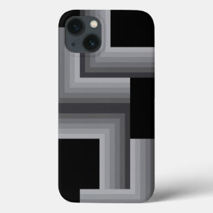 Black, silver ,cool, unique, trendy square shapes iPhone 13 case