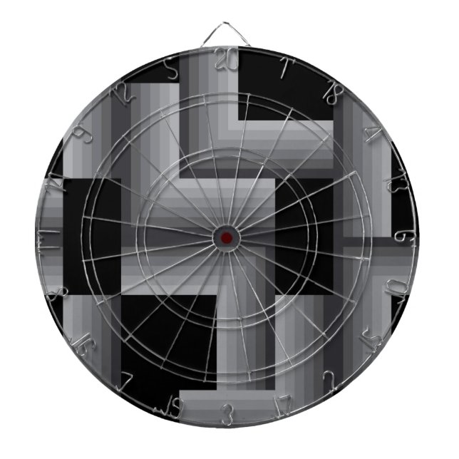 Black, silver ,cool, unique, trendy square shapes dartboard (Front)
