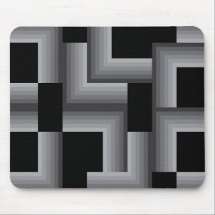 Black, silver ,cool, unique, trendy square shapes mouse mat
