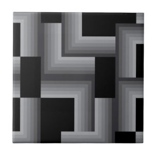 Black, silver ,cool, unique, trendy square shapes tile
