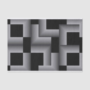 Black, silver ,cool, unique, trendy square shapes tissue paper